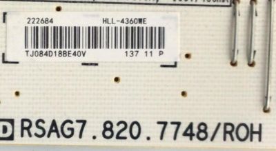 KIT DE TARJETAS PARA TV HISENSE / MAIN 232630 / RASG7.820.82552/ROH / 39632 / M18418902270N / M184189 / FUENTE 222684 / RSAG7.820.7748/ROH / HLL-4360WE / TJ084D18BE40V / T-CON 44-9771406O / 47-6021196 / JHD425S1U71\S0\FM\ROH / MODELO HU43A6100UWR - Imagen 4